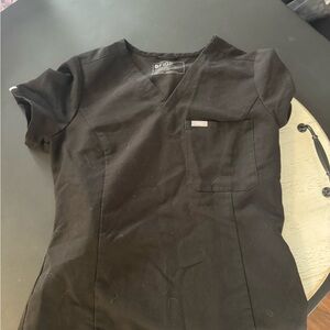 Figs Black V-Neck Scrub Top